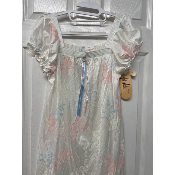 VINTAGE VAL MODE NIGHTGOWN Size Medium Nylon Floral Ivory - Picture 2 of 6